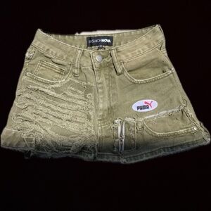 Kode Brown Denim mini skirt